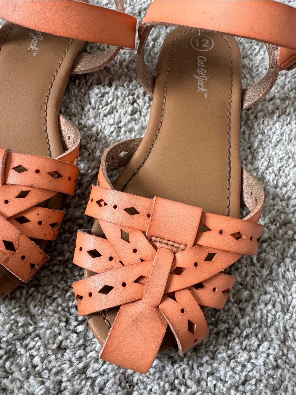 Cat & Jack Orange/Tan Strappy Girls' Sandals